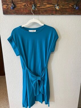 LOFT Teal Knot-Front Mini Dress